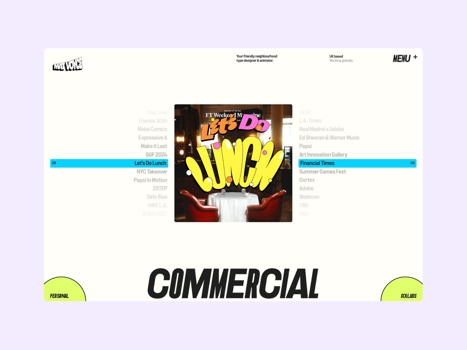 Commercial work selector